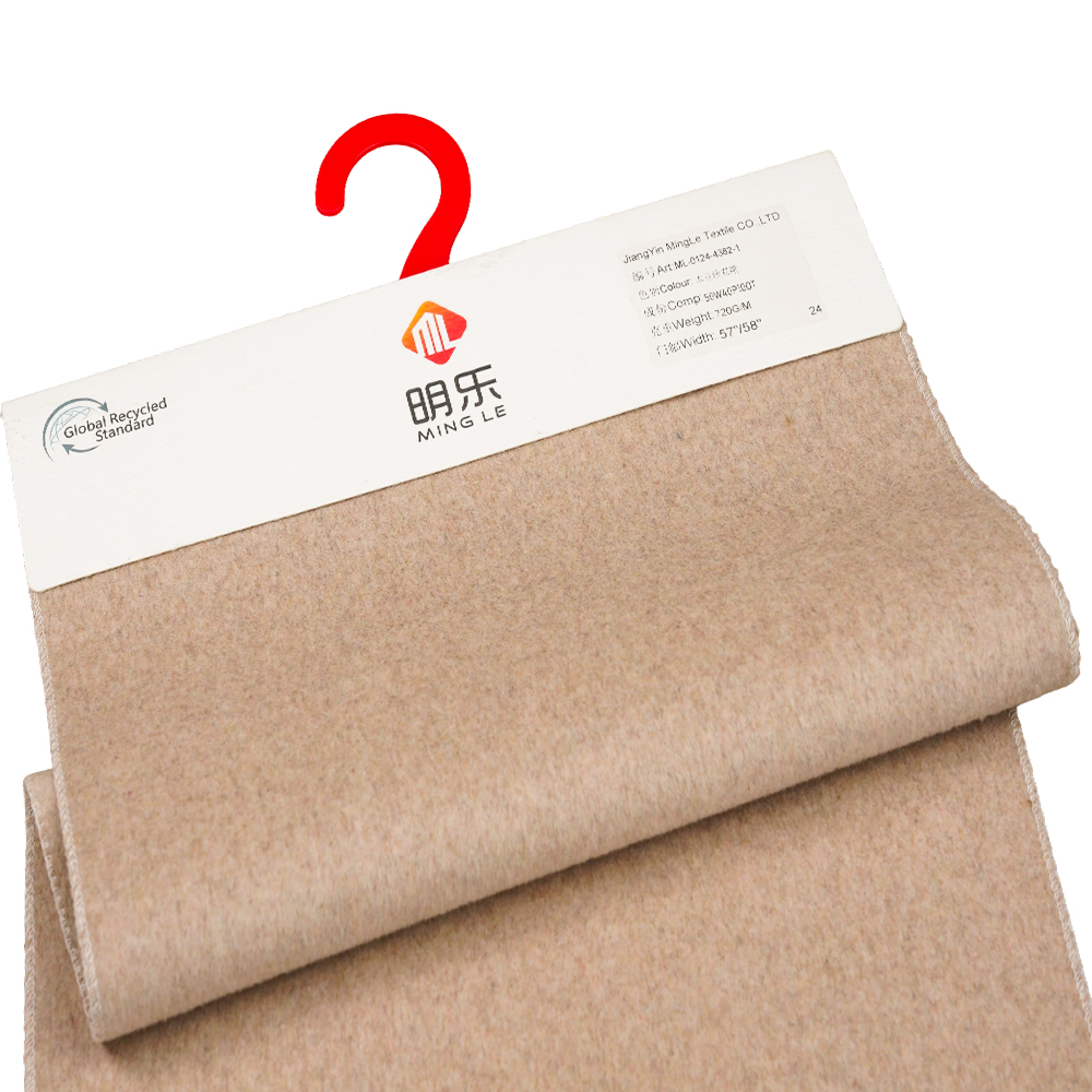 50% Bulu , 40% Poliester , 10% Gentian Lain, 720G/M, Warna Pes Kacang, Kain Bulu Dua Sisi Tebal, ML-0124-4382-1