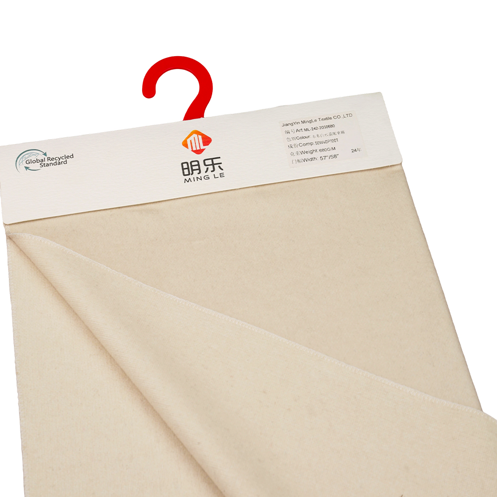 Bulu 50%, Poliester 40%, Gentian Lain 10%, 680G/M, Beige, Salutan Muka Tunggal Bulu Kristal, ML-242-2050680