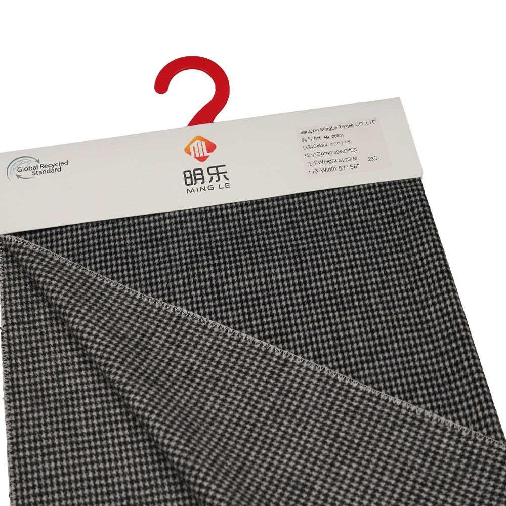 30% Bulu, 60% Poliester, 10% Gentian Lain, 610G/M, Hitam Dan Putih, Fabrik Salutan Satu Muka Berkotak-kotak, ML-20001