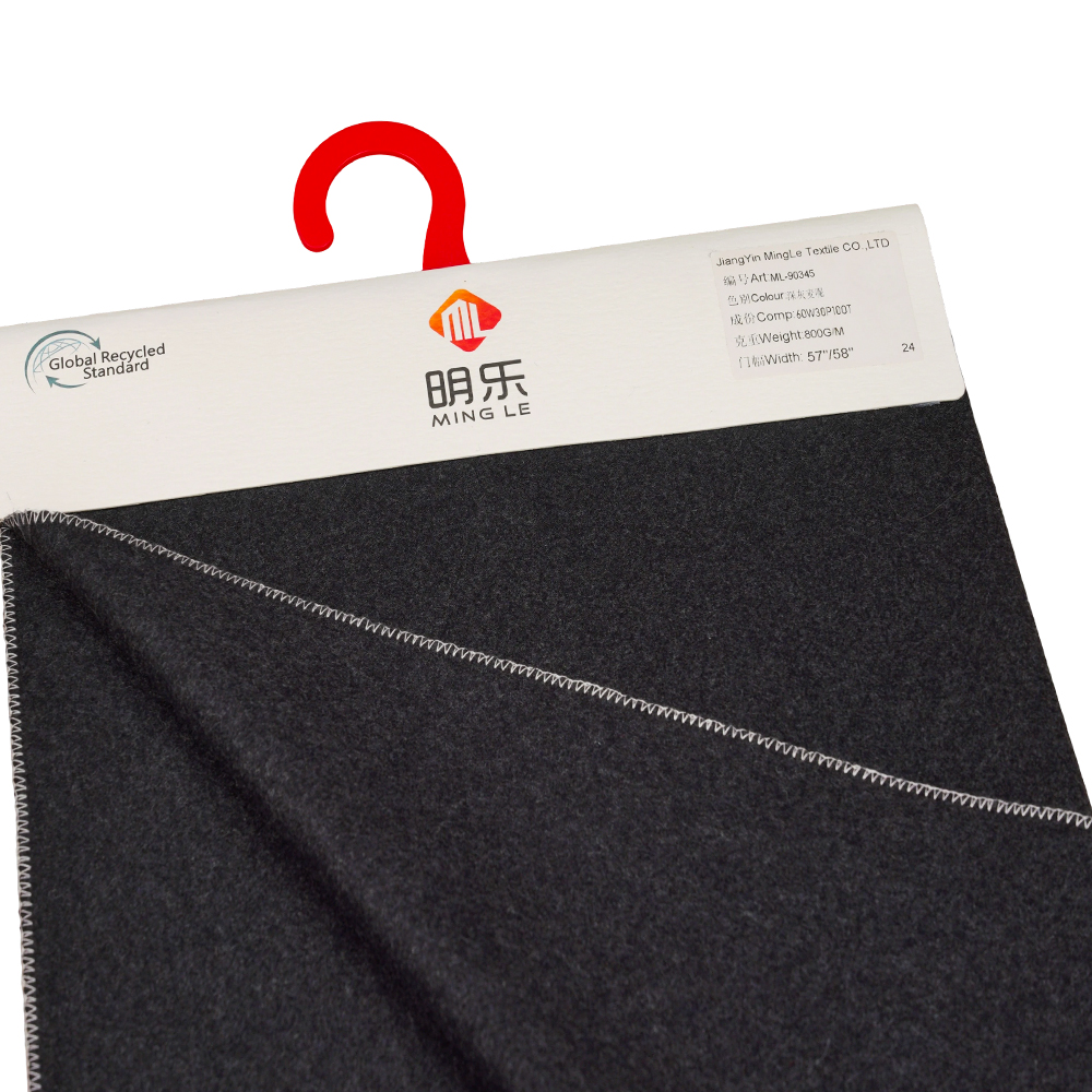 60% Bulu, 30% Poliester, 10% Gentian Lain, 800G/M, Kelabu Gelap, Melton ML-90345