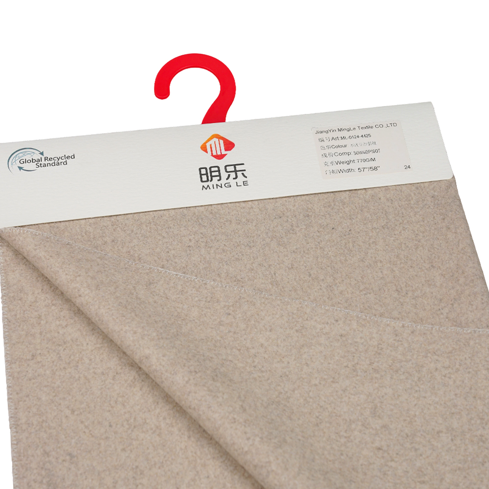 50% Bulu, 40% Poliester, 10% Gentian Lain, 770G/M, Pes Kacang Ringan Asli, Fabrik Twill Melton, ML-0124-4425