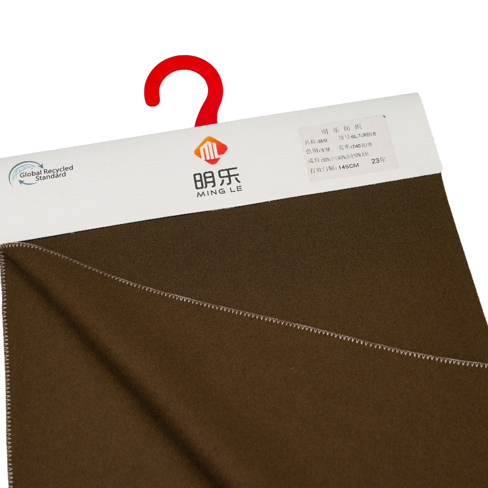 50% Bulu, 40% Poliester, 10% Gentian Lain, 740G/M, Hijau Tentera, Kain Twill Melton, ML-TUREN-B