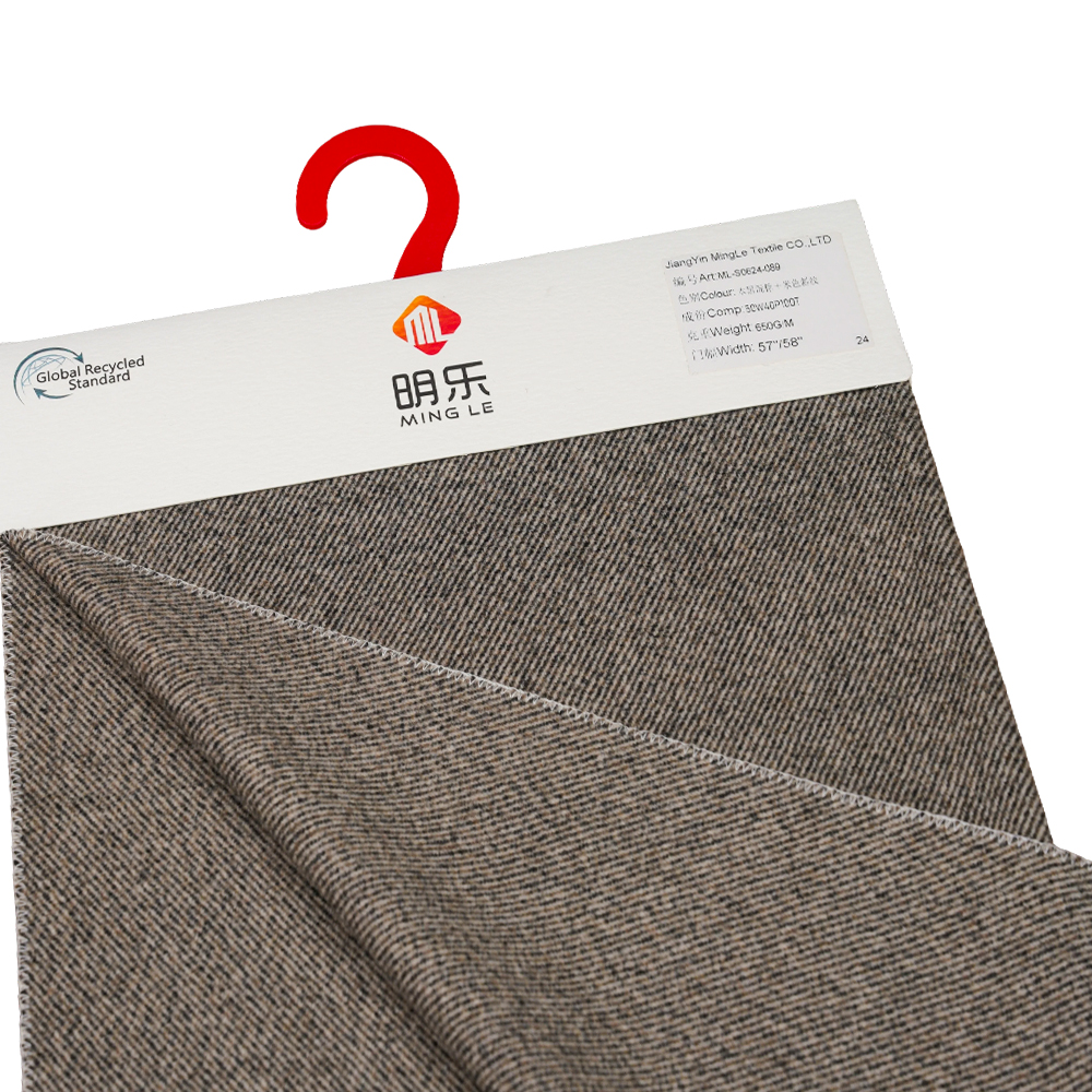 50% Bulu, 40% Poliester, 10% Gentian Lain, 650G/M, Hitam Campuran Coklat + Beigetwill, Fabrik Melton, ML-S0624-089