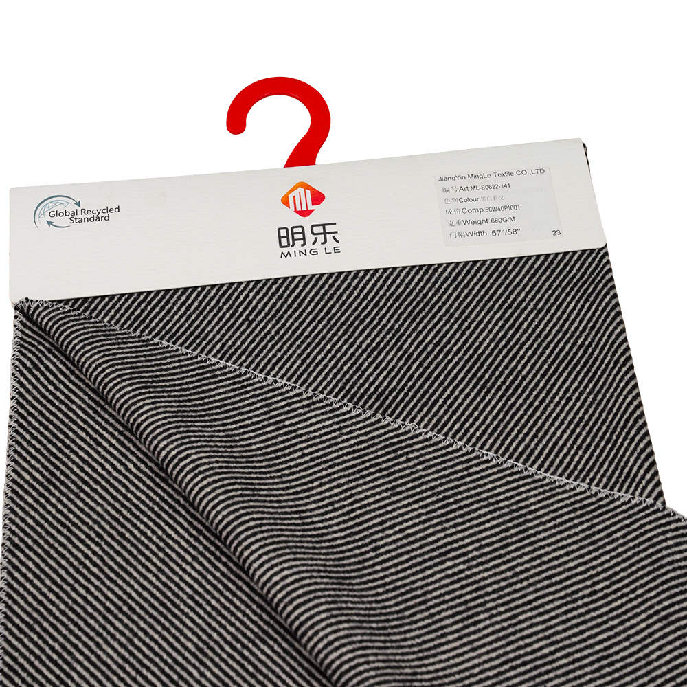 50% Bulu, 40% Poliester, 10% Gentian Lain, 680G/M, Hitam Dan Putih, Kain Twill Melton, ML-S0622-141