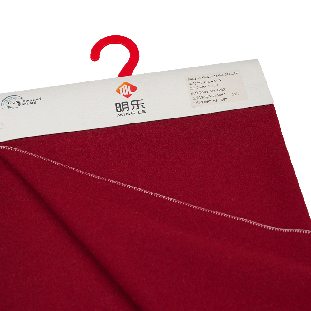 50% Bulu, 40% Poliester, 10% Gentian Lain, 750G/M, Merah Cerah, Fabrik Cerucuk Tegak, ML-DALAN-D