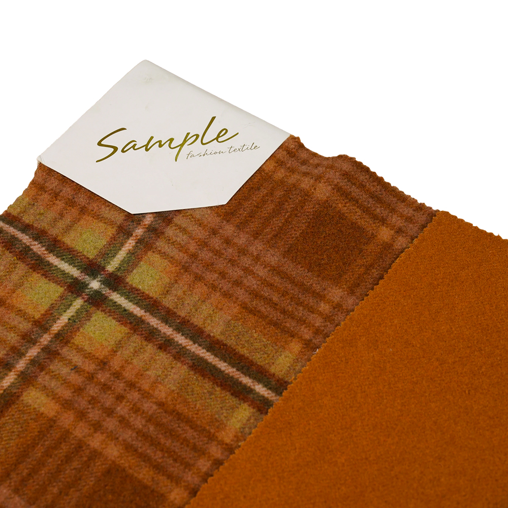 50% Bulu, 40% Poliester, 10% Gentian Lain, 860G/M, Berkotak-kotak Coklat Dan Kuning, Fabrik Baldu, ML-062142104