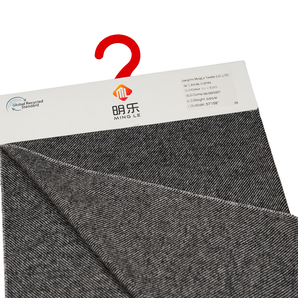 50% Bulu, 30% Poliester, 20% Gentian Lain, 320G/M, Putih-Putih + Hitam, Fabrik Flanel Kepar, ML-C-22104