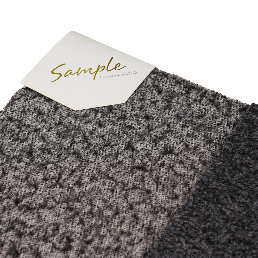 40% Bulu, 60% Poliester, 750G/M, Hitam Dan Kelabu, Kain Bulu Knit Bali, ML-70165440-75