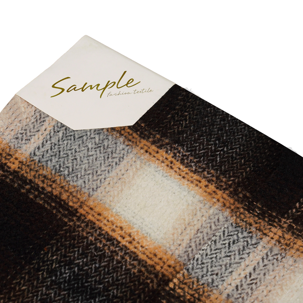 40% Bulu, 60% Poliester, 540G/M, Hitam dan Putih, Kain Tweed Bulatan, ML-8021071