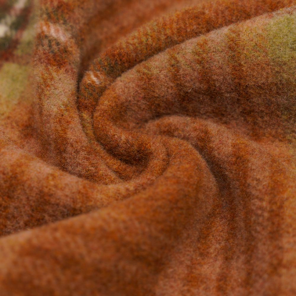 50% Bulu, 40% Poliester, 10% Gentian Lain, 860G/M, Berkotak-kotak Coklat Dan Kuning, Fabrik Baldu, ML-062142104