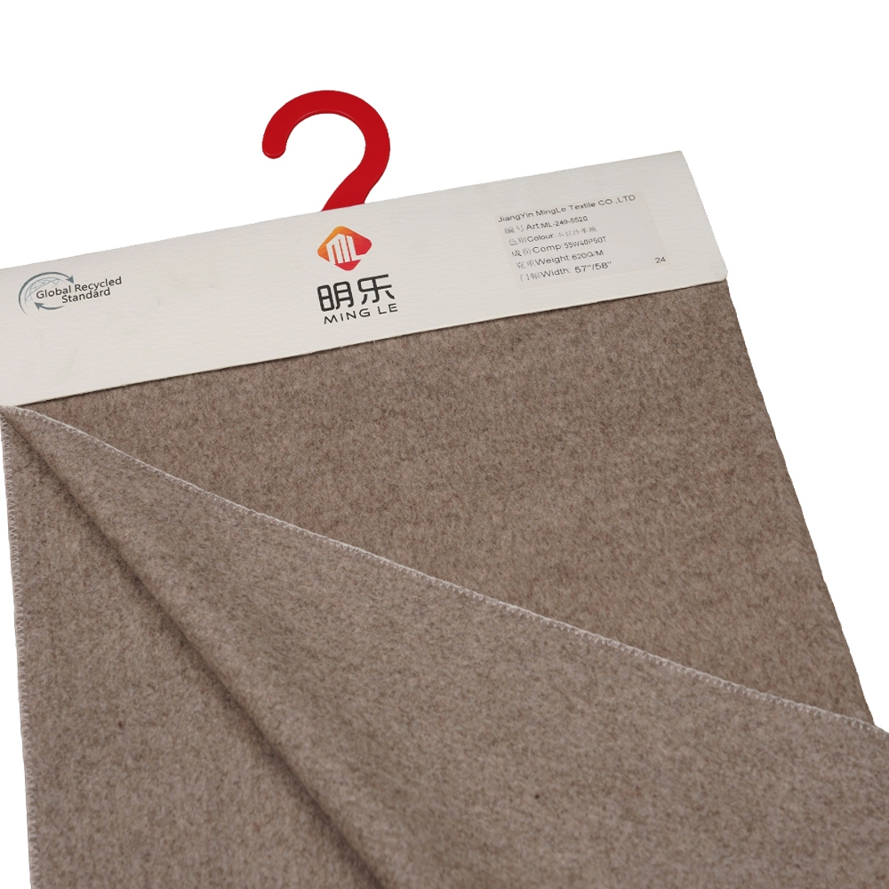 55% Bulu, 40% Poliester, 5% Gentian Lain, 620G/M, Pes Kacang, Salutan Satu Muka, Fabrik ML-249-5520